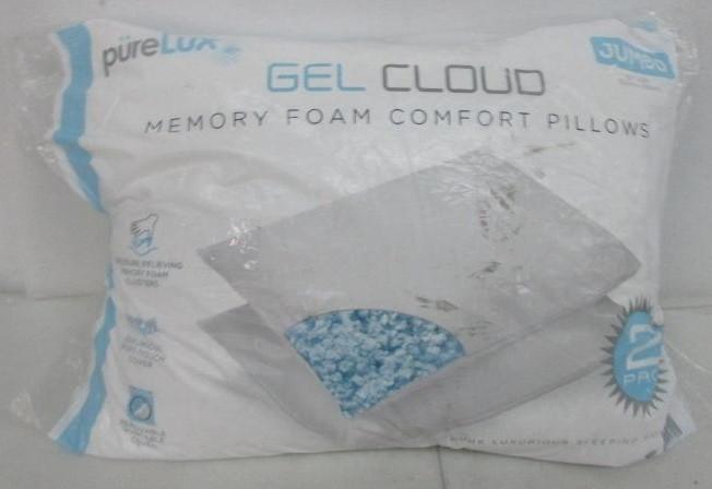 Pure Lux Jumbo Gel Cloud Memory Foam Comfort Pillow 20 X 26
