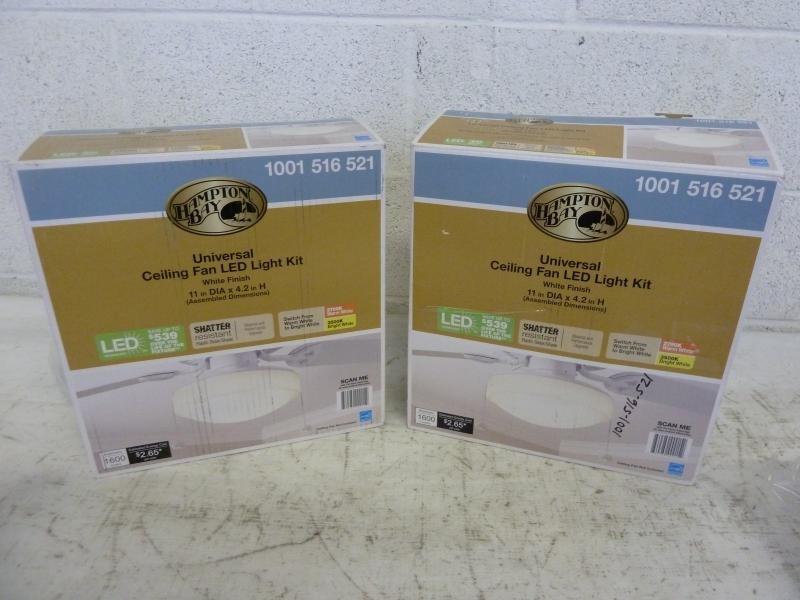 2 Hampton Bay White Finish Universal Ceiling Fan Led Light Kits