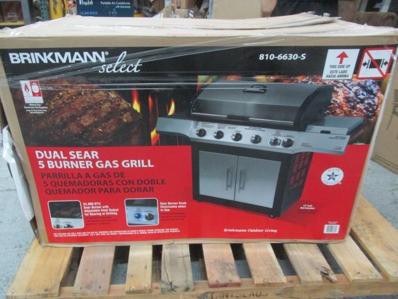 BRINKMANN Select Dual Sear 5 Burner Gas Grill Model 810 6630 S New No Hardware Auction Auction Nation