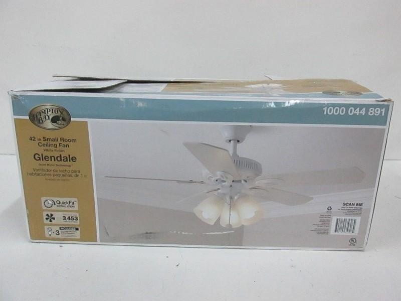 Hampton Bay Glendale 42 Small Room Ceiling Fan White Finish 1000044891