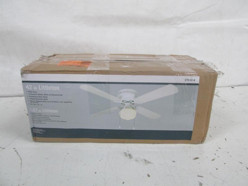 Hampton Bay 42 In Littleton Indoor Ceiling Fan White Finish