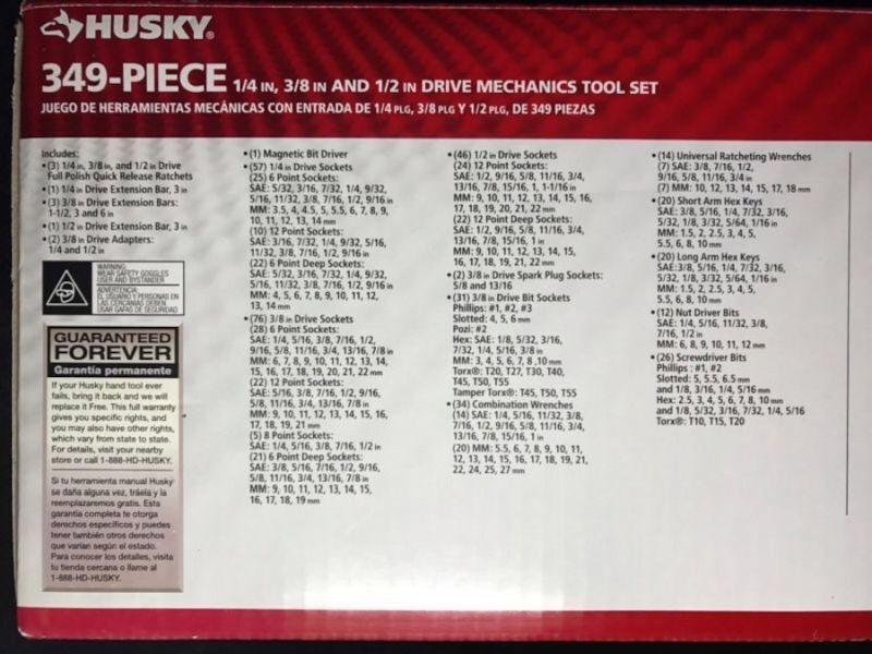 Husky 1000 029 980 349 Piece Mechanics Tool Set New Auction Auction Nation