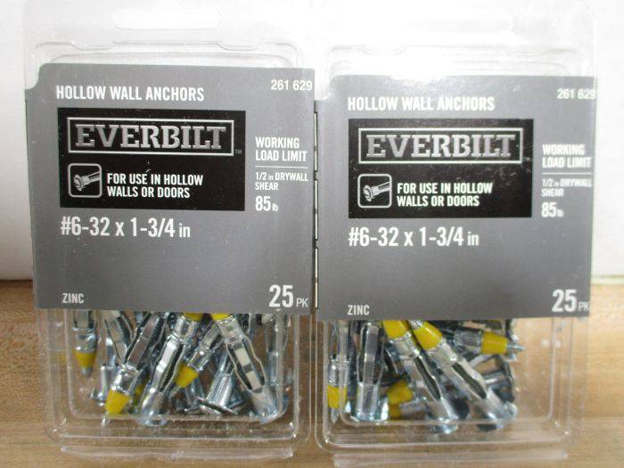 Everbilt Hollow Wall Anchors #6-32 x 1 in  For Use In Hollow Walls 