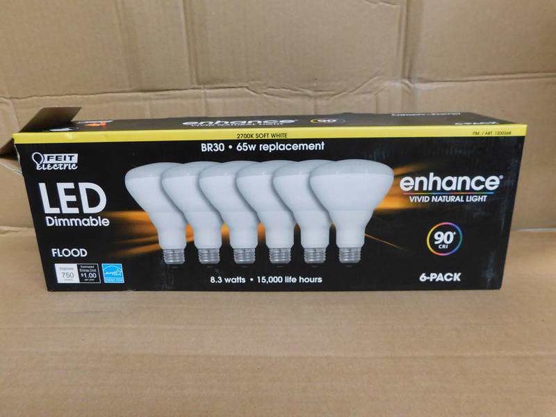 Feit Electric 65 Watt LED Dimmable BR30 Flood 6 Pk enhance vivid natural light 