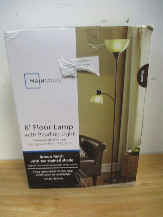 mainstays 6 foot floor lamp with reading light