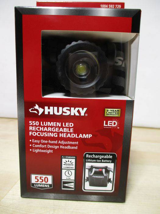 Lithium-ion NEW Husky 550 Lumens Focusing Beam LED Rechargeable Headlamp 