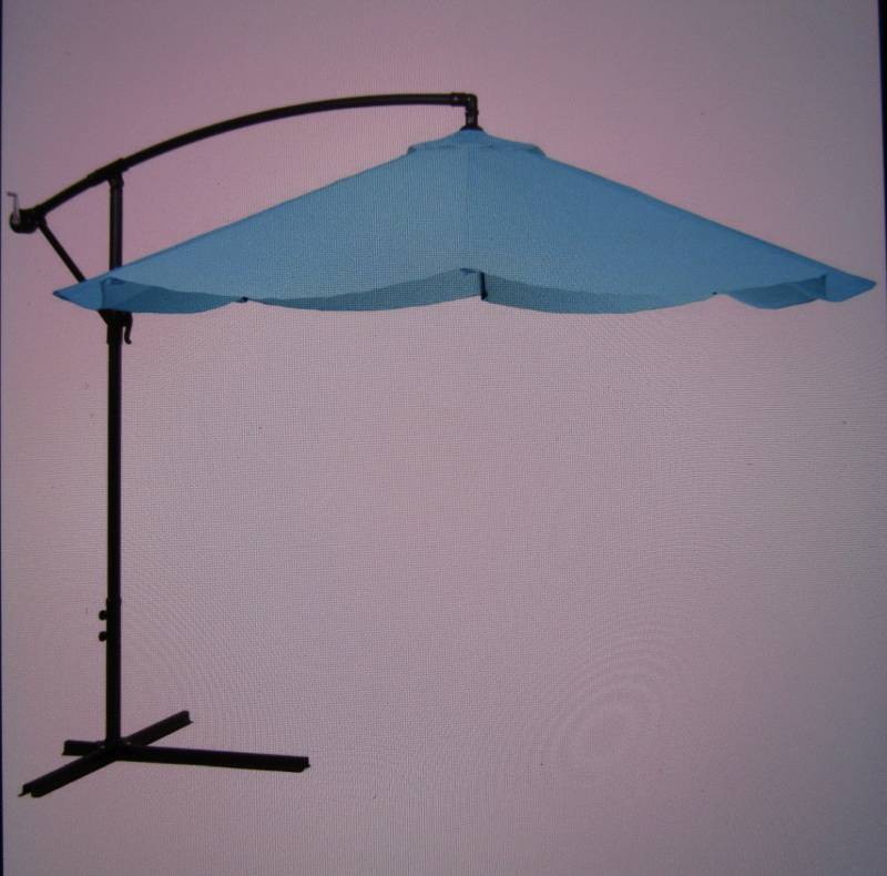 Barton 10 Aluminum Outdoor Hanging Market Patio Umbrella In Aqua W Mainstays Offset Base Umbrella Damage Box Item Is Ok Auction Auction Nation