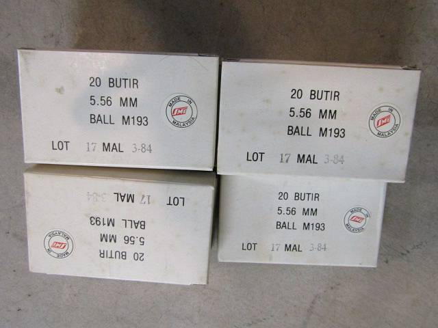 7) Boxes of 20 Butir 5.56mm Ball M193 Caliber Ammo Auction