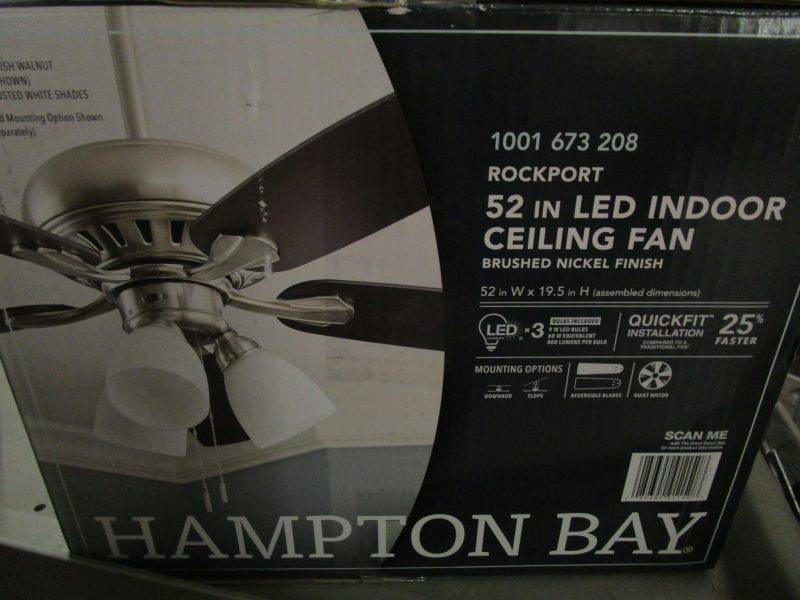 Hampton bay rockport 52 in led brushed nickel ceiling fan Hampton Bay Rockport 52 In Led Brushed Nickel Ceiling Fan With Light Kit Ebay