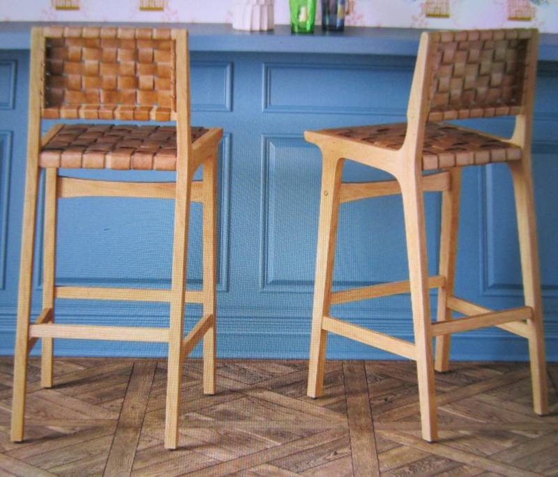 ceylon woven and wood barstool