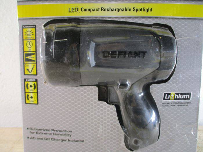 defiant led compact rechargeable spotlight