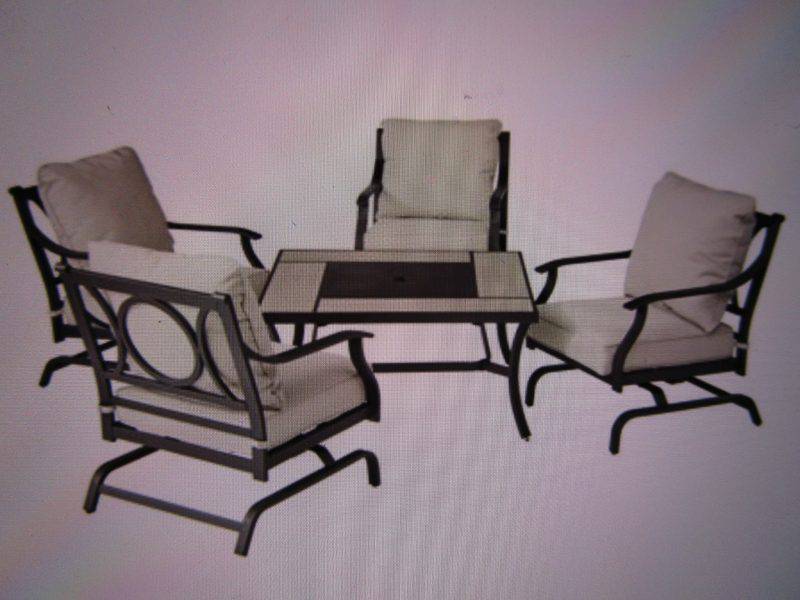 grand leisure newport conversation set with fire pit table