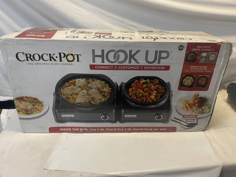 Crock Pot Hook Up Connectable 2Qt Round + 5Qt Oval Slow Cooker + 2