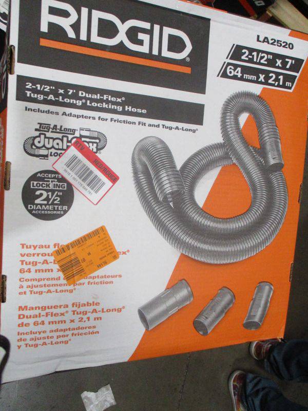 Ridgid 2-1/2 in. x 20 ft. Dual-Flex Tug-A-Long Locking Vacuum Hose for Wet/Dry Shop Vacuums