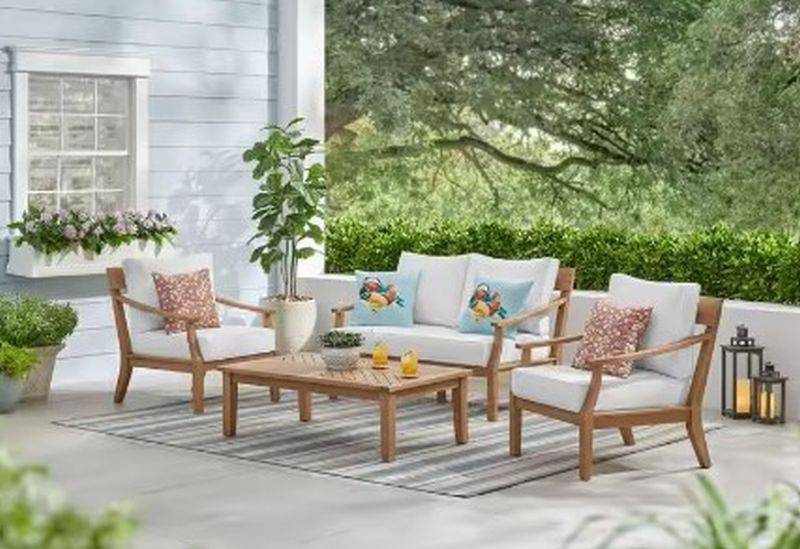 Hampton Bay Woodford E Wood Patio Conversation Set (No Hardware) (Stock  Photo for reference only, See Additional Photos for Details) (Retail Price  $1.000) Auction