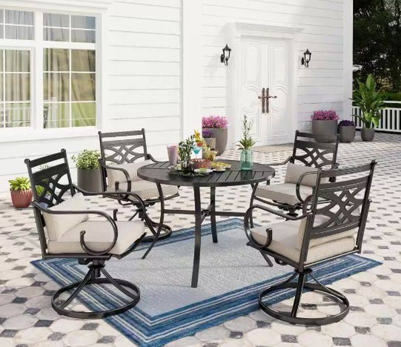 Metal Patio 42 in. Round Table Outdoor Dining Set (Retail Price