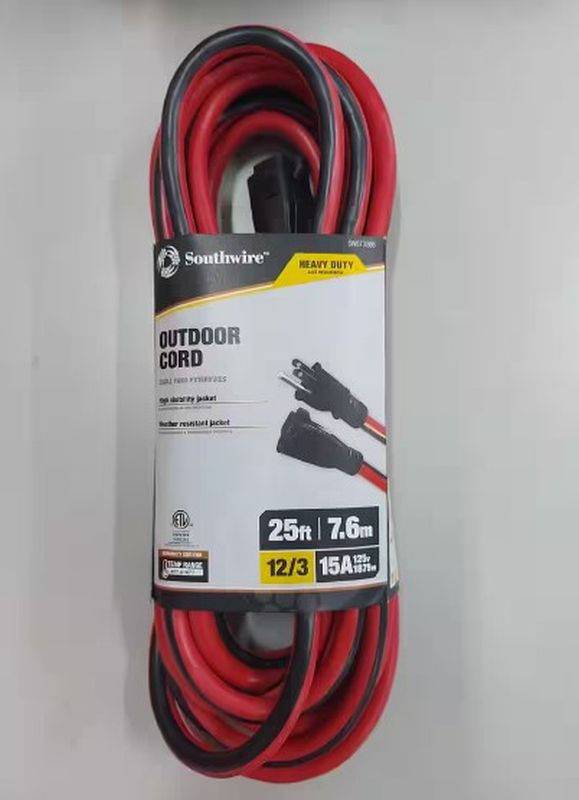 Southwire 25 ft. 12/3 SJTW Extension Cord in Red and Black Auction
