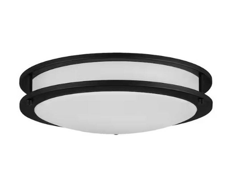 Hampton Bay Flaxmere 14 in. Matte Black Dimmable Integrated LED