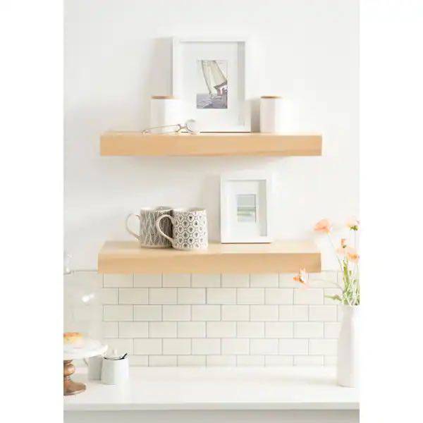 24 x 3.5 2pc Decorative Wall Shelf Set White - Kate & Laurel All Things Decor