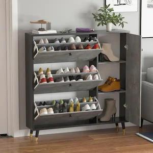 FUFU&GAGA 47.2-in H 3 Tier 20 Pair Multi-color Composite Shoe Cabinet at