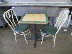 Commercial Table with Metal Base with 2 Chairs 24 x 20 x 29 Auction