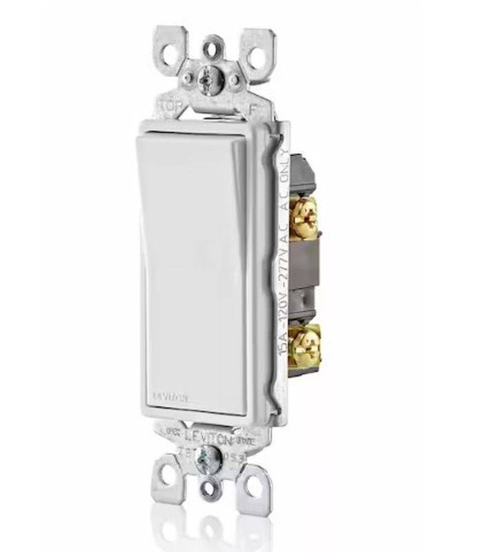 Leviton Decora 15 Amp Single Pole Rocker AC Quiet Light Switch, White  (10-Pack) Auction