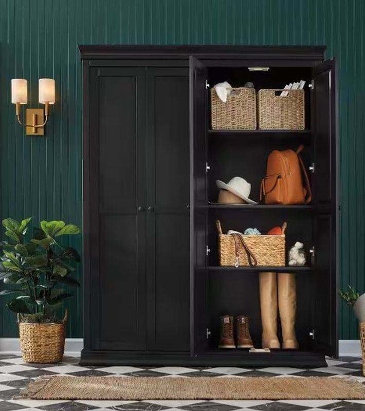 Home Decorators Collection Mansell Black Wood Accent Storage Cabinet (2  Boxes) (ON PREMISE) (Retail Price $1,260) Auction