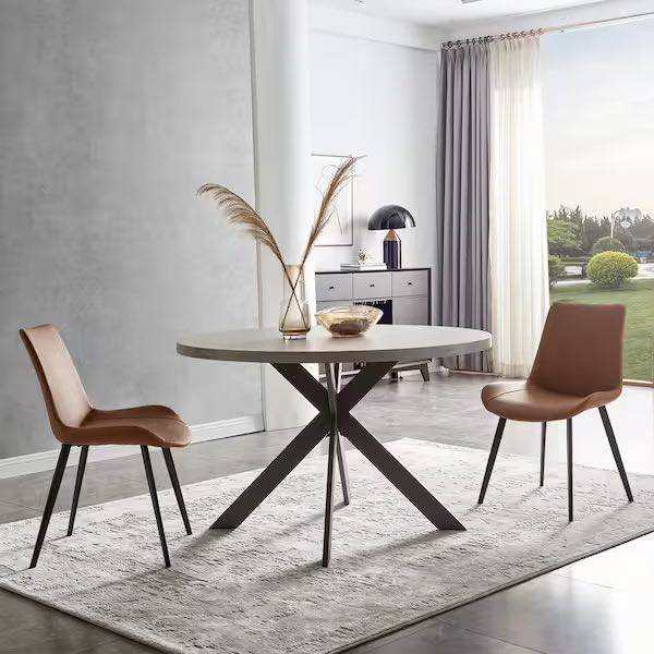 Round Gray Dining Table, Dining Table Set for Dining Room, Retail