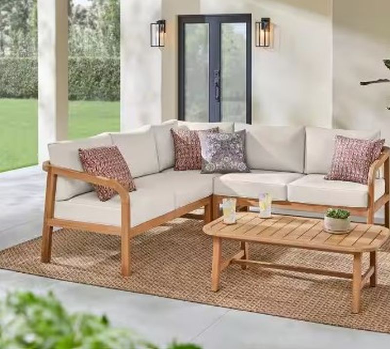 Eucalyptus Wood Hampton Bay Patio Side Table Patio Sectional