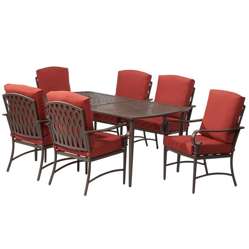 HAMPTON BAY Oak Cliff 7 Piece Metal Outdoor Dining Bare Set Model