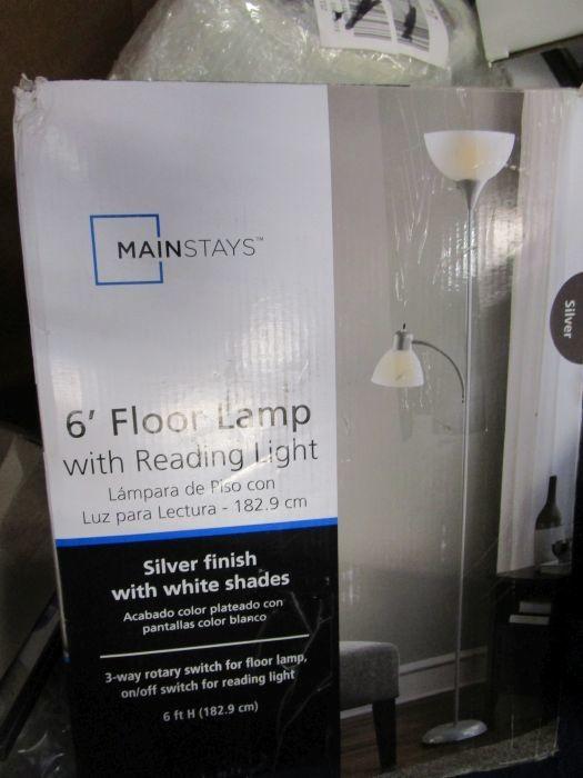 mainstays 6 foot floor lamp with reading light