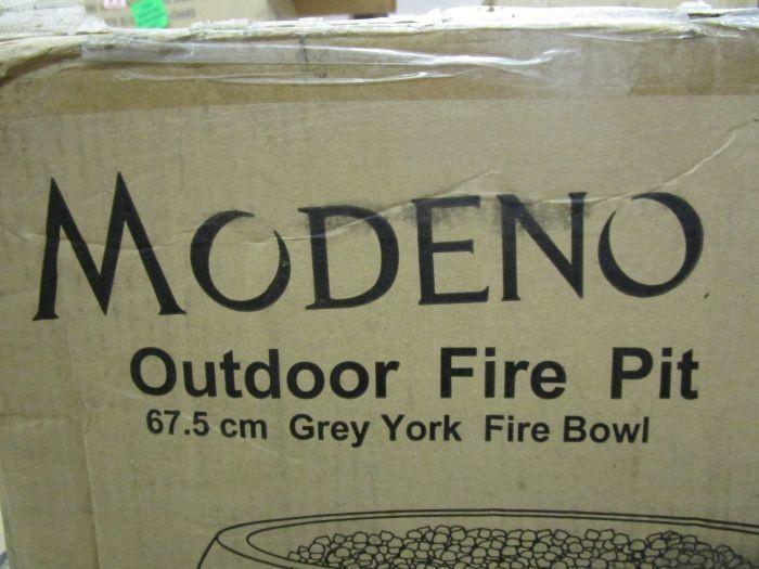 Modeno Outdoor Fire Pit Grey York Fire Bowl Glass Reinforced