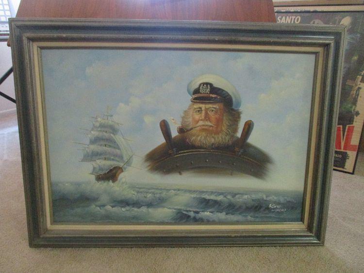 Scott Myers Framed Signed Nautical Seascape Painting Of Ship Sea Captain Oil Painting On Canvas 43 X 31 Auction Auction Nation