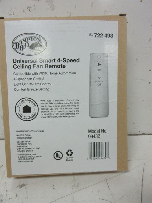 Hampton Bay Universal Smart 4 Speed Ceiling Fan Remote Auction