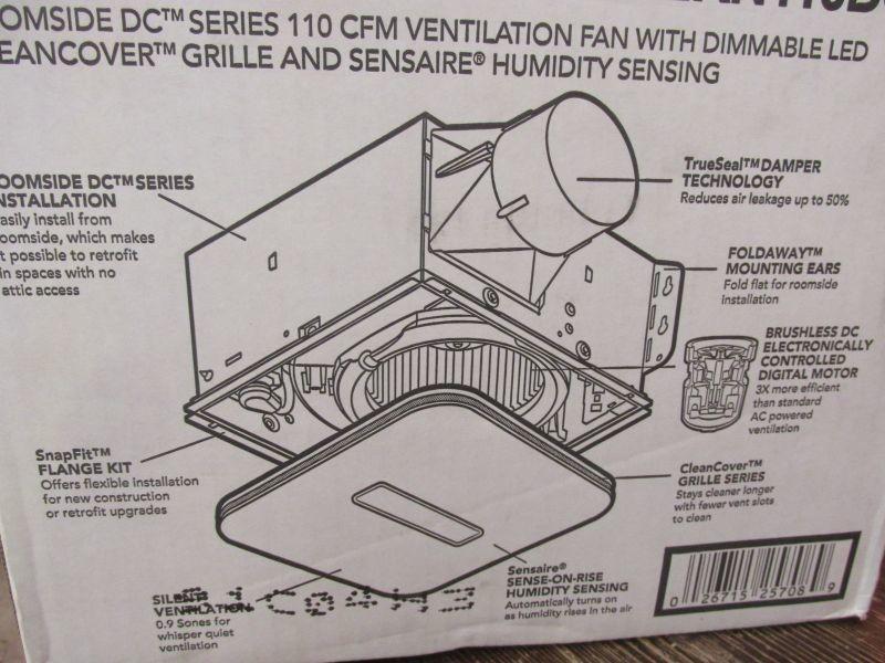 Nutone Aern110dcsl 110 Cfm Ventilation Fan With Dimmable Led Clean Cover Grill And Sensaire Humidity Sensing New Auction Auction Nation