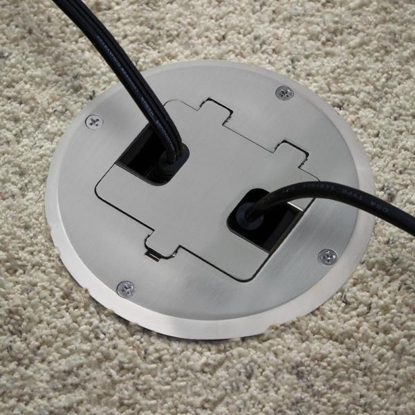 Raco 1 Gang Nickel Floor Box Kit With Recessed Duplex 15a Tr