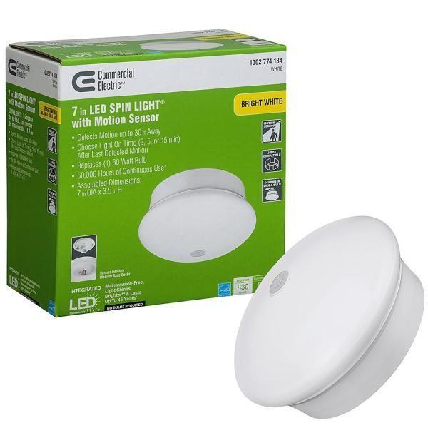 Commercial Electric Spin Light 7 in. White LED Flush Mount